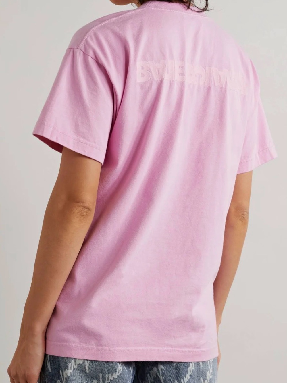Balenciaga Pink Logo Embroidered Oversized T-Shirt Unisex Size S NWT